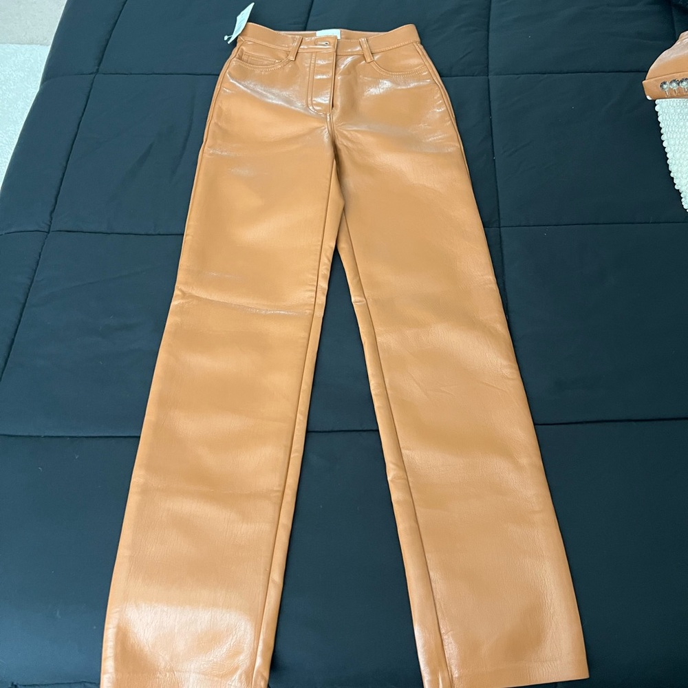 Wilfred Camel Leather Pants